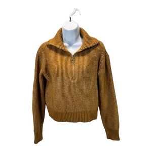 Jessica Simpson Cropped 1/2 Zip Y2K Soft Knitted Comfy Cozy Ribbed Sweater Sz M